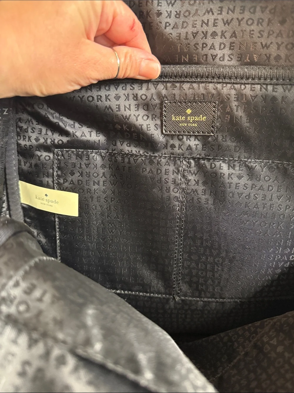 kate spade Black Nylon Backpack with Gold Hardware Accents
